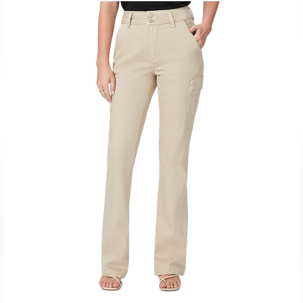 PAIGE Cargo Dion Boot Cut Trouser Pant 27 x‎ 30 Warm Sand Neutral Classic Chic
